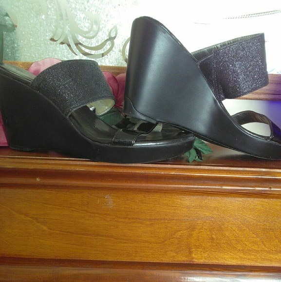 Style & Co. Shoes - Style & Co Black Glitter Joella Wedges